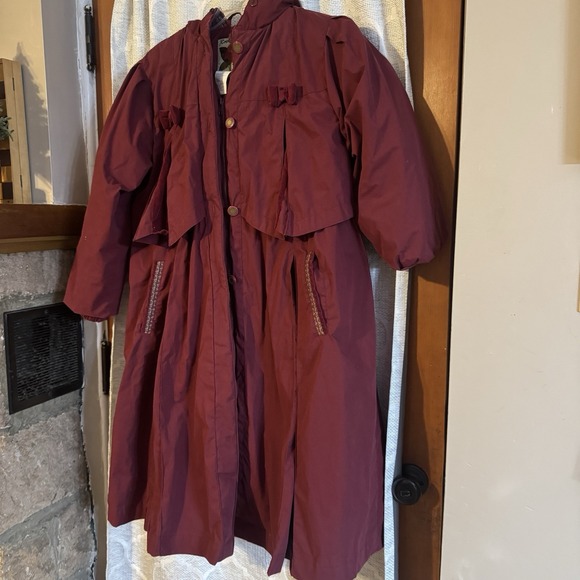 Rothschild Burgundy Hooded Long Puffer Coat Bows Velvet Girls (16)/Women's XS–S - Picture 2 of 9